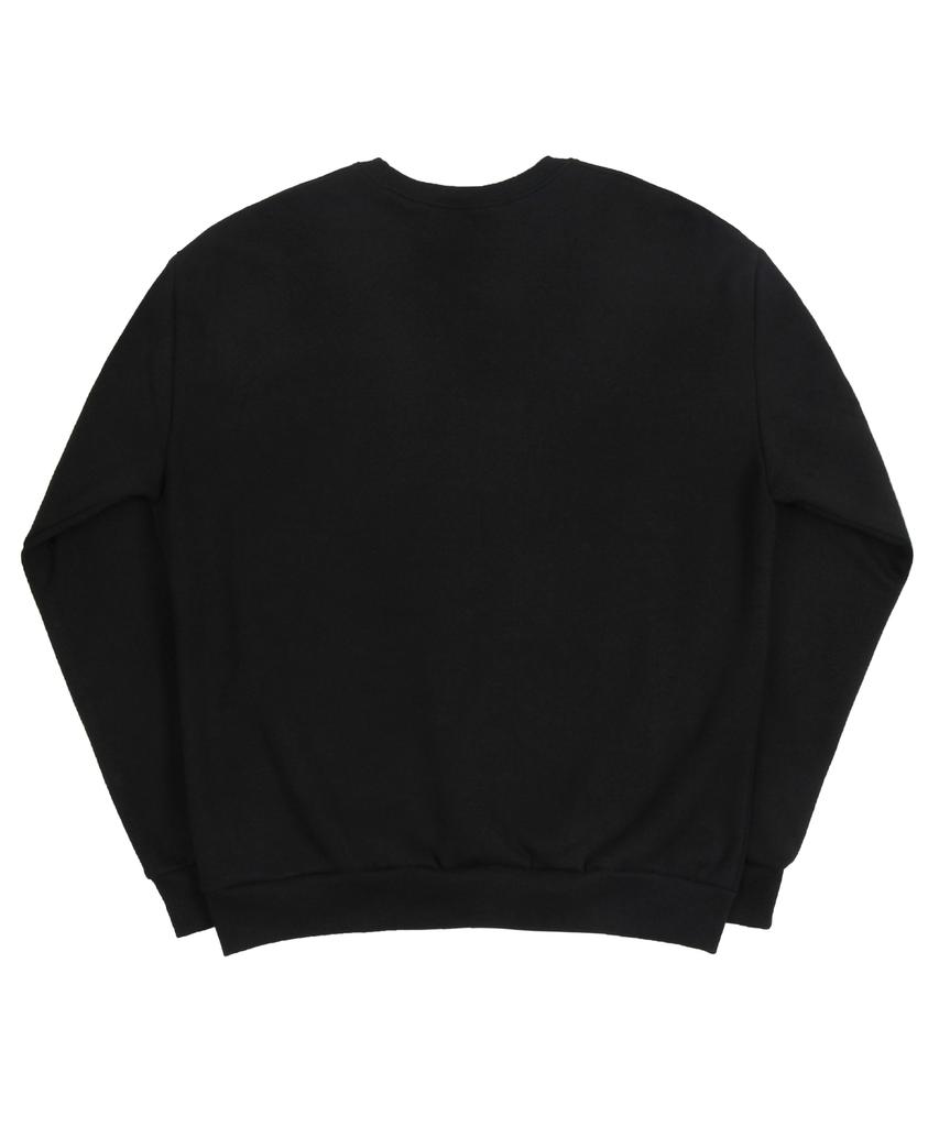 GRAVER [Unisex] Elbow Flower Bear Smile Sweatshirt_Black