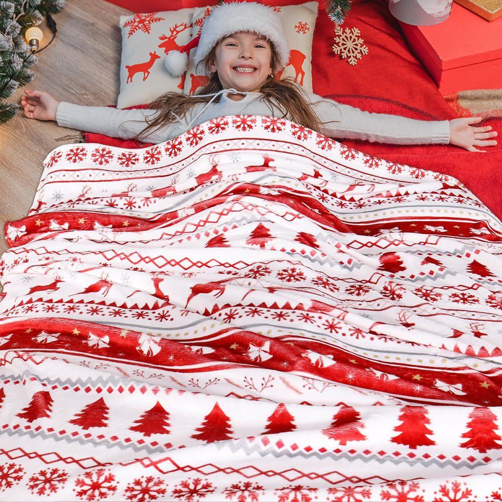Christmas Series Theme digital-printed polyester Bedroom velvet flannel soft sofa cover blanket Fleece cover blankets for beds