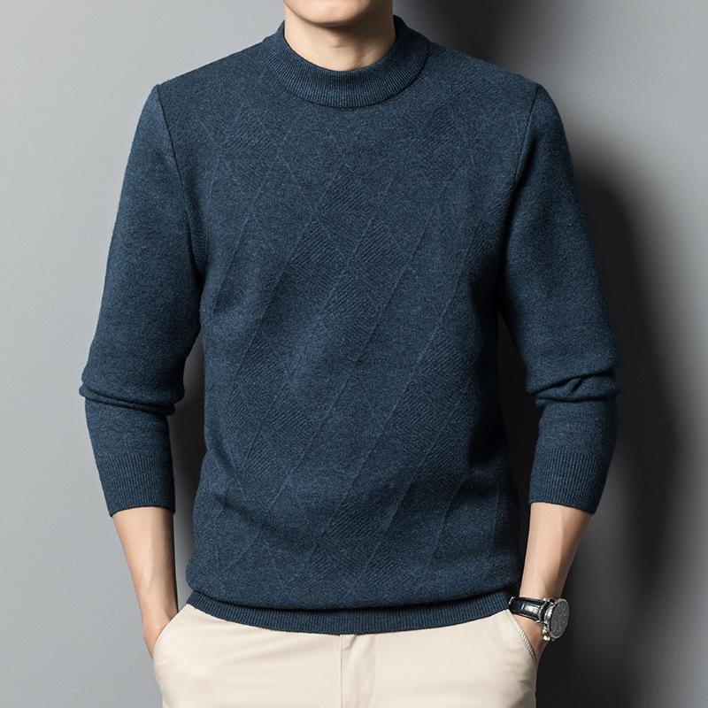 Autumn and Winter New Anti-pilling Sweater Semi-turtleneck Long-sleeved Top Casual Bottoming Shirt Thickened Knitted Sweater Men