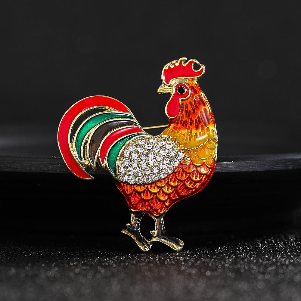 New Style Painted Dripping Oil Animal Rooster Cartoon Cute Brooch Brooch