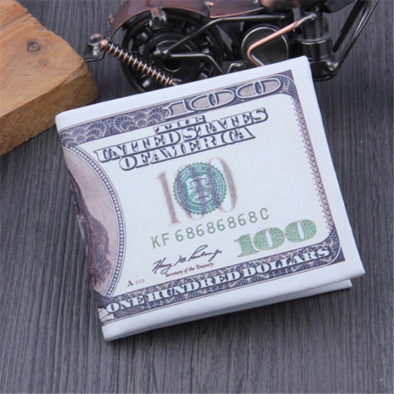 Men'S Personalized Us Dollar Bill Pattern Double Fold Retro Wallet With Creative Style Multiple Card Slots Double Fold Classic Short Wallet