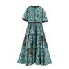 Summer European and American Women's Clothing Printed Splicing Laminated Cake Dress