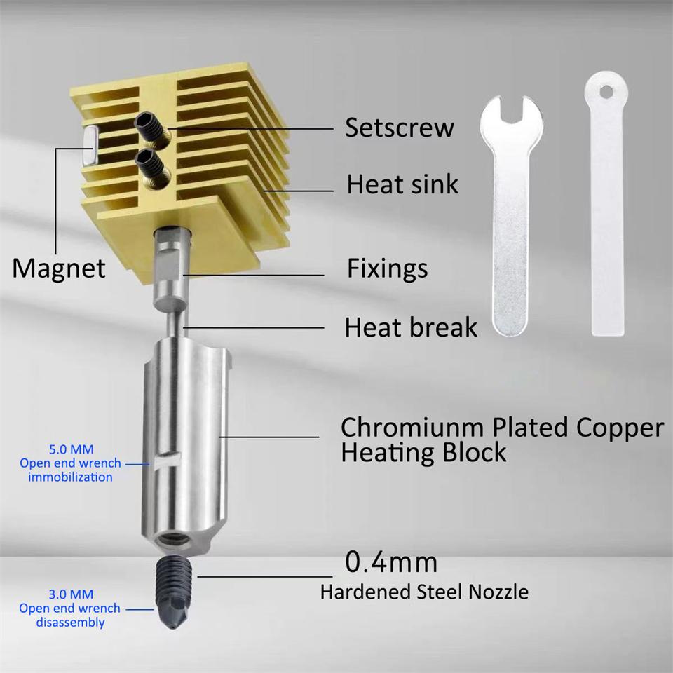 New Upgrade 3D Printer Parts Hotend Kit for Bambu Lab A1 A1 Mini Fast Speed Hot End Brass Heat Sink Hardened Steel Nozzle 0.4mm