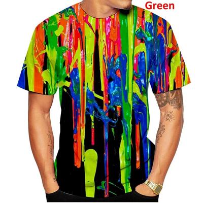 Popular Summer Men's Printed T-shirt, Spray Painted Pattern T-shirt, Round Neck, Large Size, Comfortable Short Sleeved Top, Casual Sports