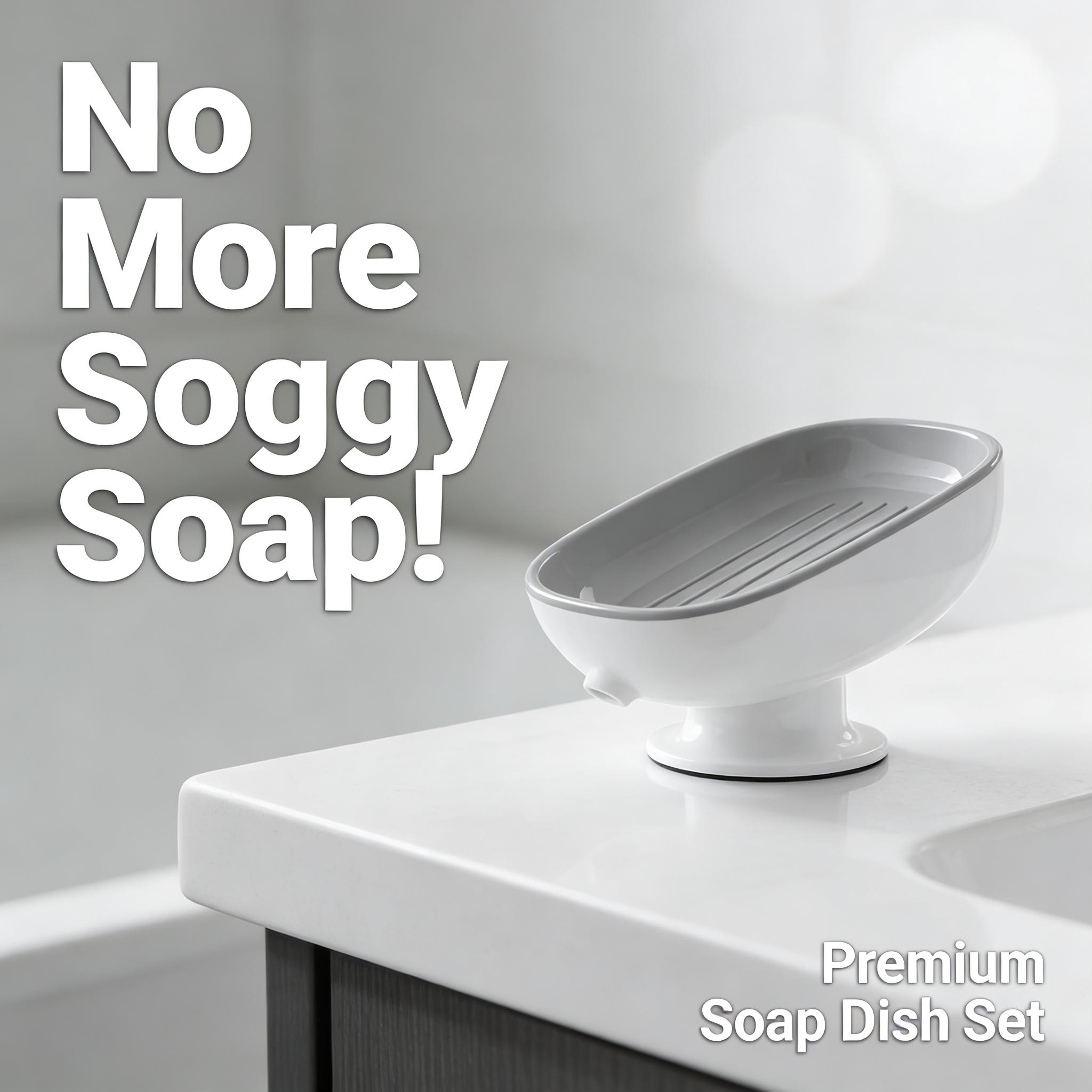 Suction Cup Soap Dish Self-Draining Non-Slip Soap Holder For Bathroom Shower Kitchen Sink Soap Storage белый