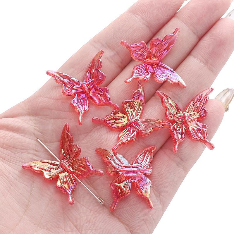 20pcs AB Double Color Butterfly Accessories DIY For Women Sweet Hair Ornament Rainbow Headwear Necklace Bracelet Jewelry Making