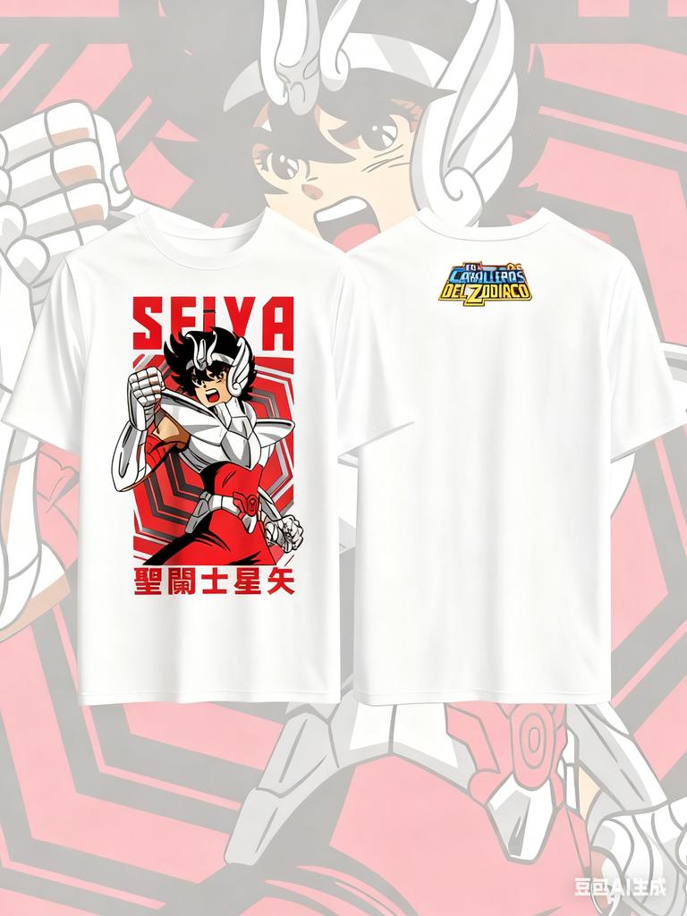 Saint Seiya Anime Printed Cotton Tshirt for Men and Women Harajuku Street Fashion Oversized Anime Peripheral Clothing Tshirt