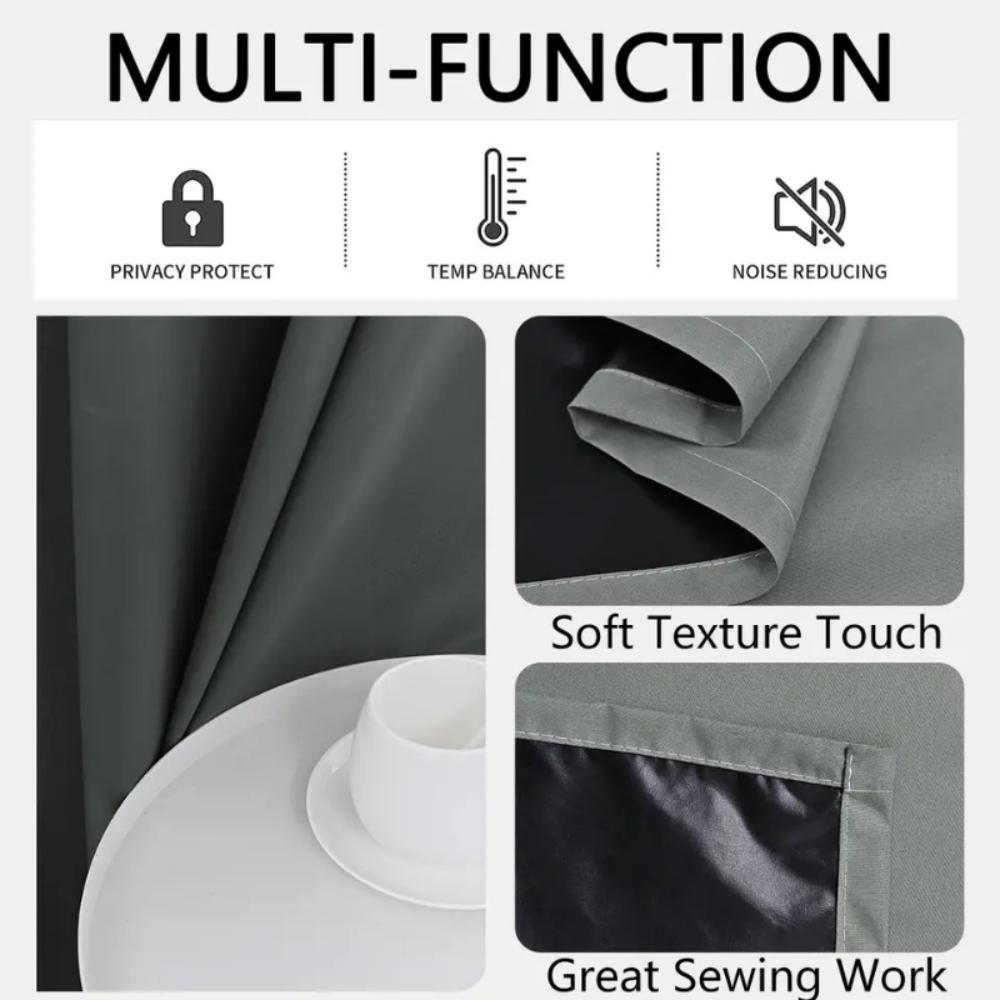 100% Blackout Curtains with Coated Lining Thermal Insulated Sun Blocking Rod Pocket Curtains for Bedroom Living Room Home Decor