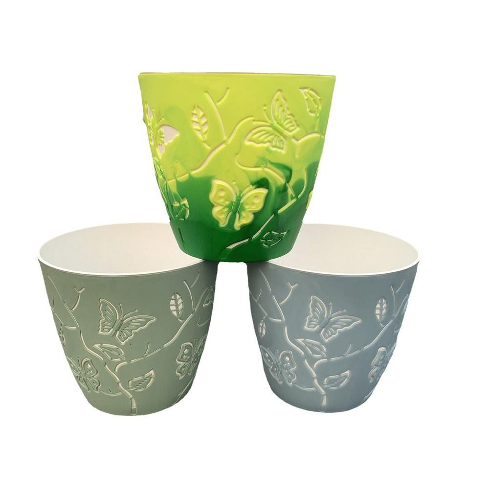 Plastic Succulent Flower Pot Colored Plant Planter Butterfly Relief Flowerpot  Office