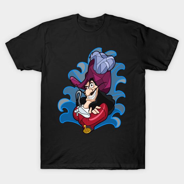 

Men Black Print T-shirt Captain Hook No-Cut Transfer Paper Print Cotton Tshirt S чёрный