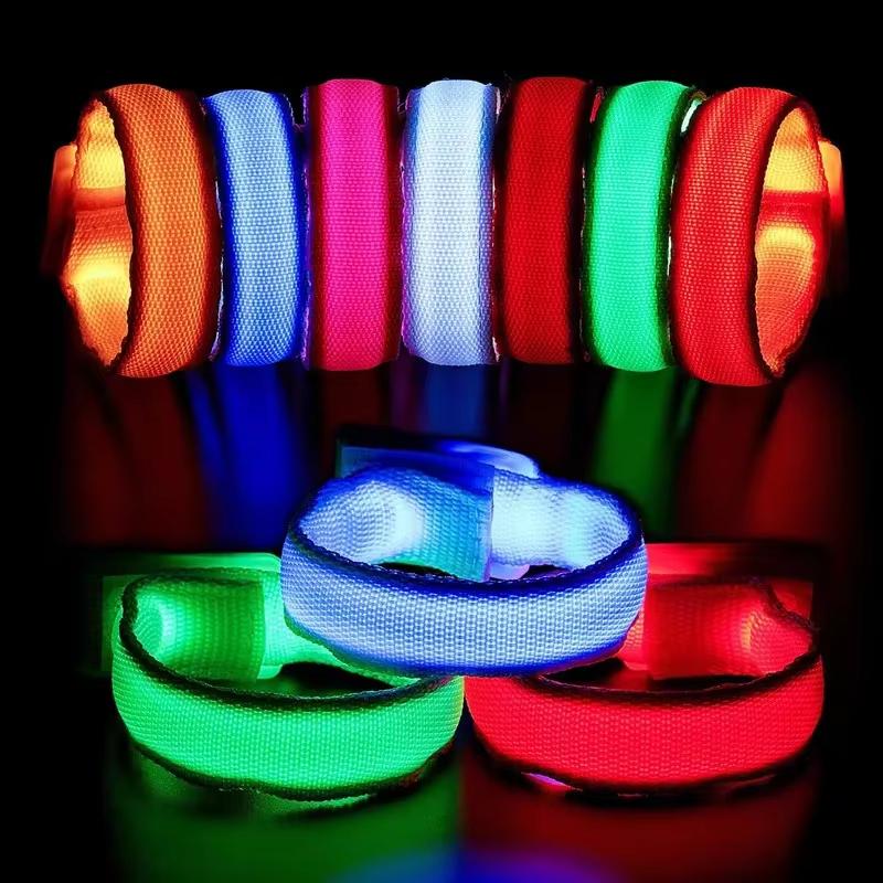 2Pcs LED Light Luminous Armband Bracelet Night Reflective Safety Belt Outdoor Sports Night Running Cycling Leg Arm Band Unisex