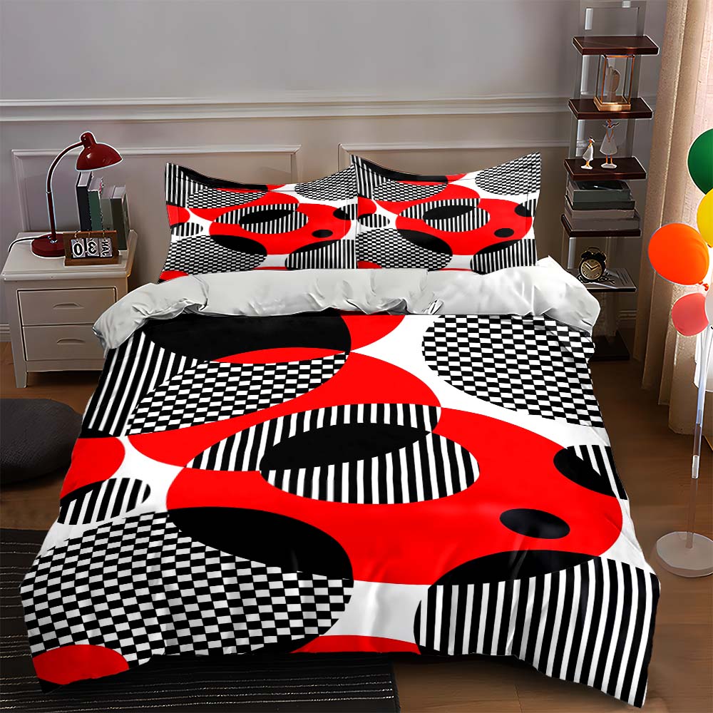 

Geometric contrasting circles. Bedding Duvet cover sets Duvet covers Pillowcases gifts (1 * Duvet Cover 2 * Pillowcases, without duvet insert) 135x200cm