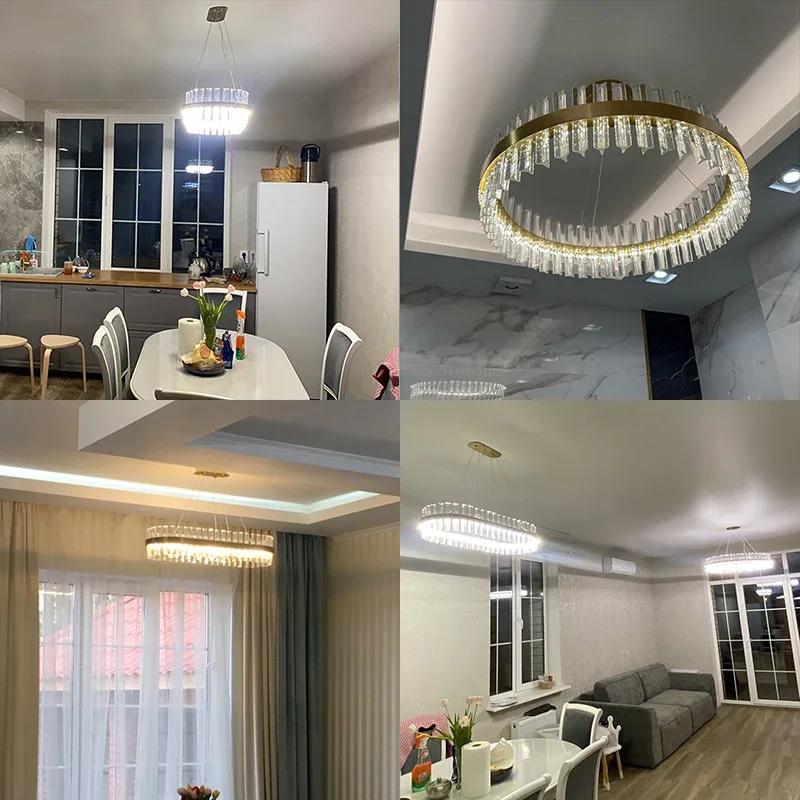 Modern Luxury Crystal Ceiling Chandelier Stainless Steel LED Pendant Lights Decoration Pendant Lamp Suspension Luminaire Luster