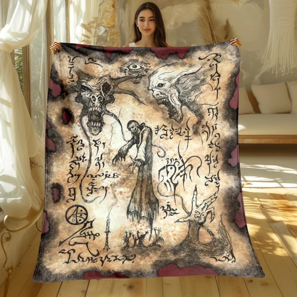 Book of Cthulhu Print Four Seasons Blanket Sofa Bed Cover Soft and Fluffy Blanket Soft Warm Flannel Throw Blanket Gift Art
