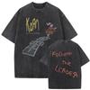 Korn TShirt  DoubleSided Dark NuMetal Emblem Theme (Vintage Washed Distressed Gothic Skull  Wing Aesthetic) Tshirts