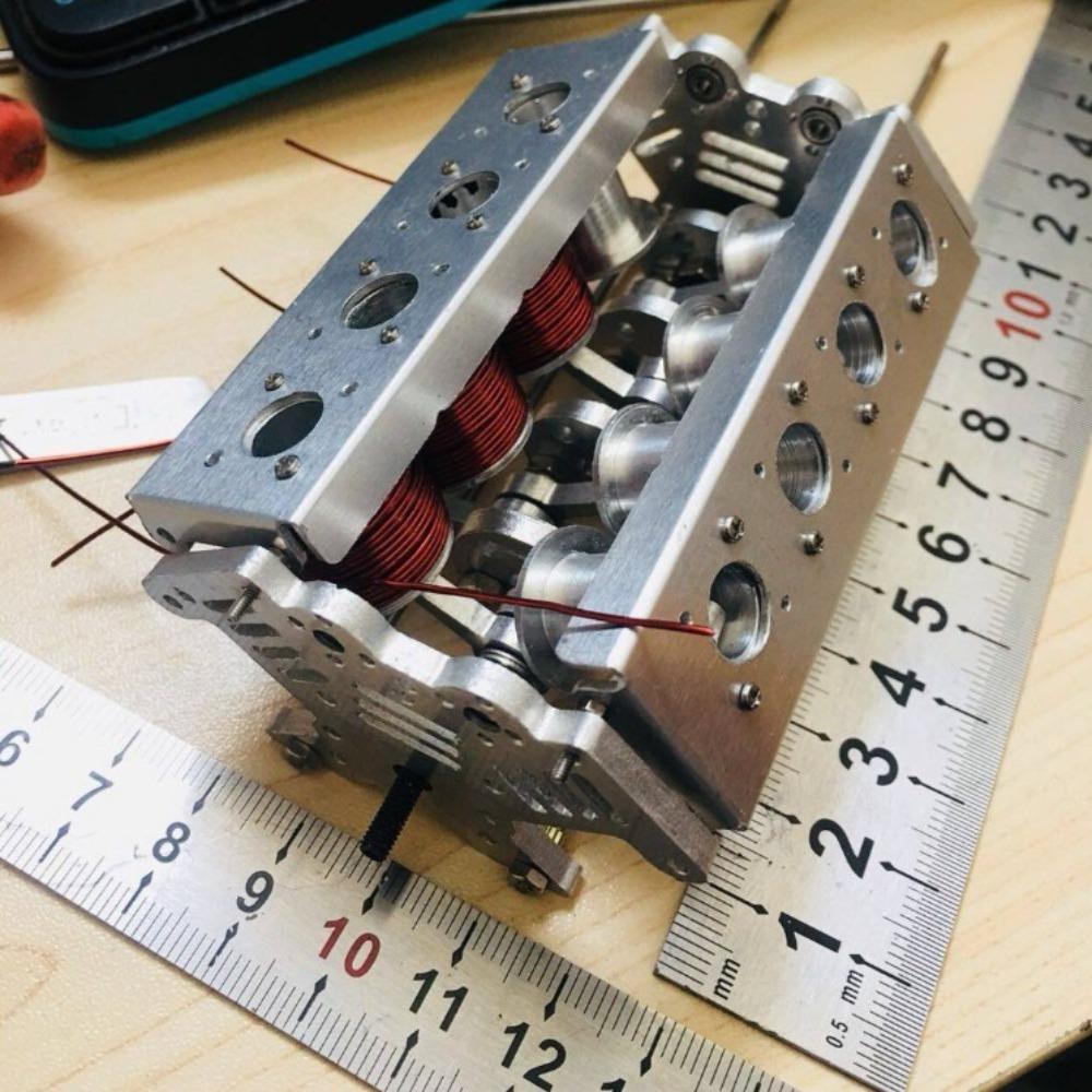 V8 Metal Engine Model V6 Horizontally Opposed Engine Compatible with Remote Control Vehicles Boats for Engine Assembly Model