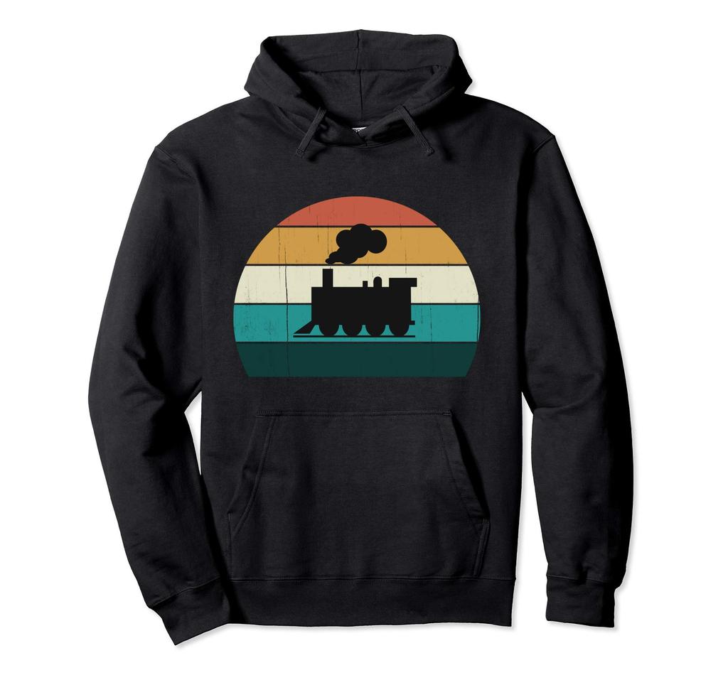 Retro trains. Vintage rail cars, locomotives and gifts for train enthusiasts. Hoodies