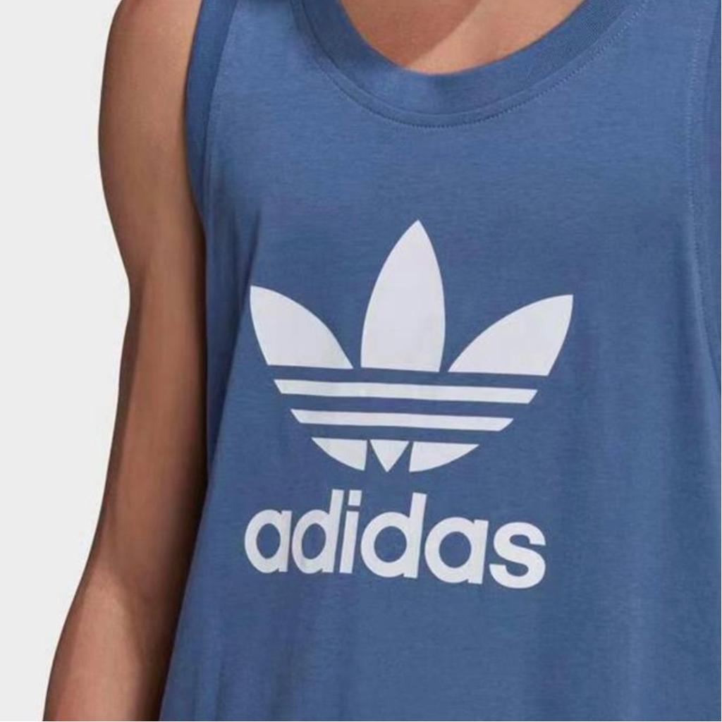 Adidas Originals Letter Casual Sports Round Neck Sleeveless Vest Men Tops Blue GN3492