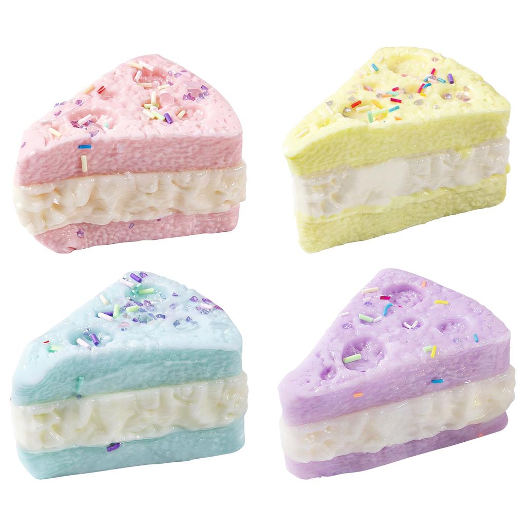Squeeze Cake Toy Sensory Fidget Toys Squeeze Triangular Cake Pinch Toy Food Dessert Squishies Wonderful Gift for Kids & Adults