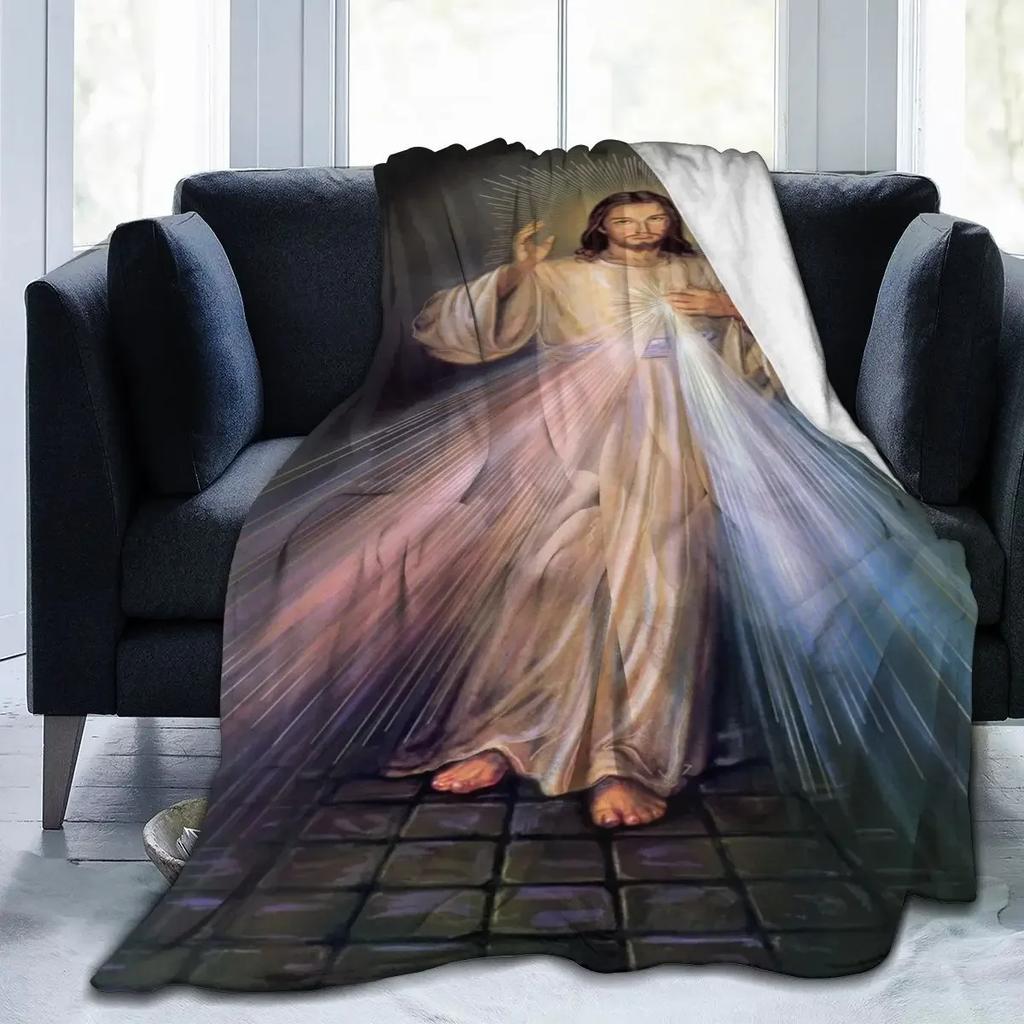 Jesus Divine Mercy Soft Plush Blanket, Flannel Blanket Throw Blanket for Living Room Bedroom Sofa Cover