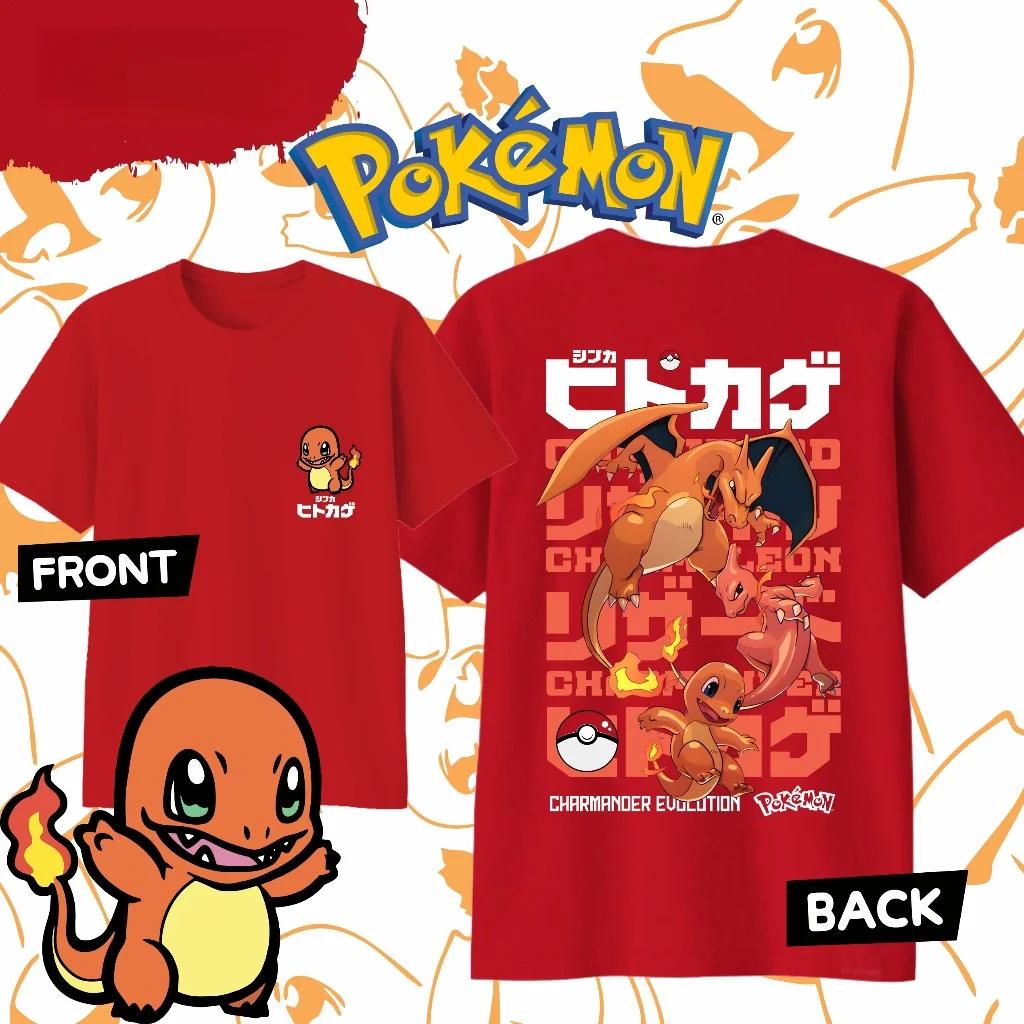 Anime Pokémon Charmander Evoluce Bavlněné tričko pro léto 2026 Pánská a dámská móda Ležérní Cosplay Tričko s krátkým rukávem