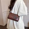 Vintage PU Leather Women Cylinder Crossbody Bag Butterfly Floral Embossed Shoulder Bag Wide Strap Retro Ladies Small Handbag for Daily Shopping