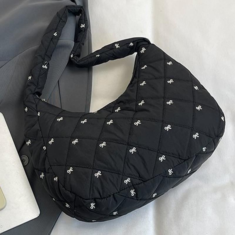 Bow Knot Crossbody Bag Embroidered Bow High-capacity Shoulder Bag Women Female Outdoor Travel Storage Pouch Korean Popular Bag