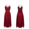 French Style Ice Silk Satin Nightgown Sheer Lace Backless Long Cami Pajamas Women's Loungewear Elegant Luxurious Sleepwear for Bridal Honeymoon Use