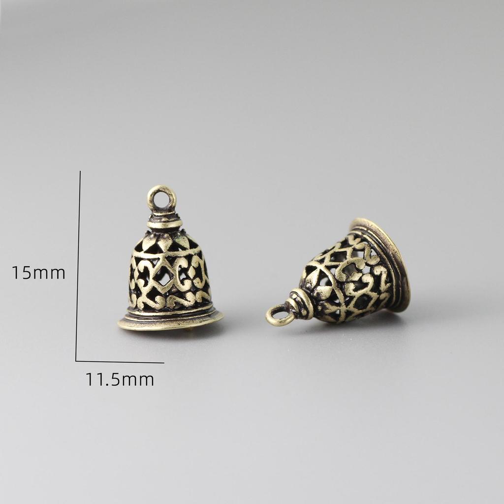 Yellow and Green Retro Silver Hollow Bell Pendant Charm - Handmade DIY Jewelry Accessory