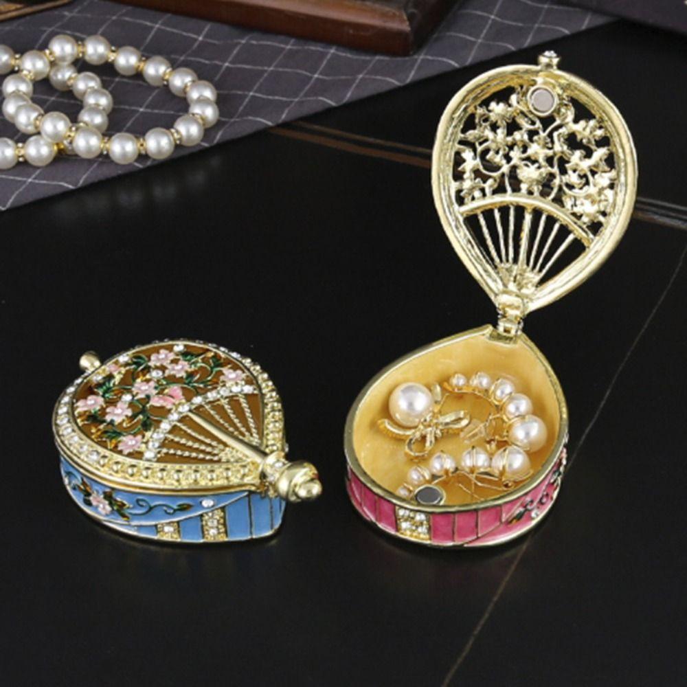 Hand Painted Enamel Enamel Jewelry Box Creative Design Metal Crown Design Trinket Box Luxury Style Collectible Box