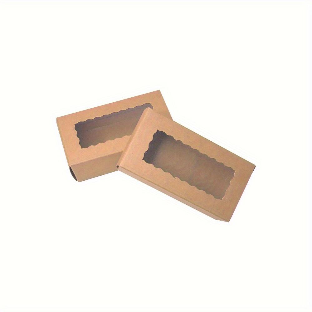 25pcs Brown Kraft Paper Gift Packaging Box Macaron Boxes with Clear Display Window Mini Cookie Boxes Candy Treat Boxes