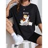 Niedliches Katzen-Print T-Shirt Weiß Miau Katzen und Pfoten Design für Freizeitkleidung