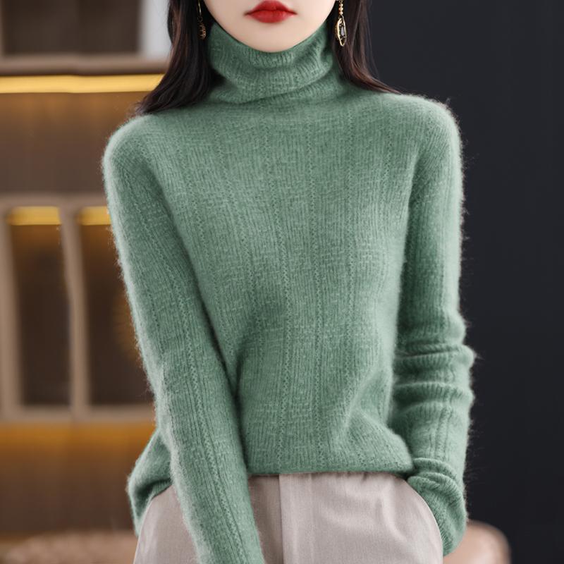 Dámský kašmírový svetr Qinghe kašmír 30% kašmír 70% vlna Dámský podzimní a zimní kašmírový svetr měkký a teplý