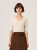 Autumn/Winter 100% Wool V-Neck Sweater Dress with Five-Quarter Sleeves