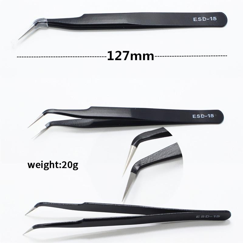 Precision Esd Anti-Static Tweezers Set -6-Pc Durable Stainless Steel Tool For Electronic Repair And Process Modeling, Bending&St