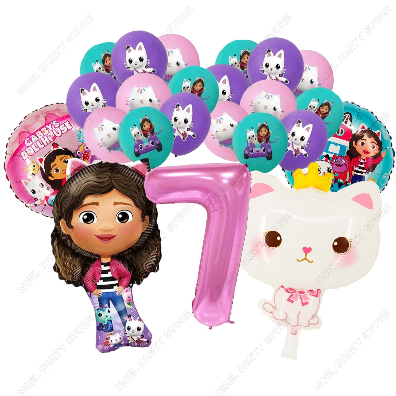 23pcs Cute Gabby Dollhouse Pandy Paws Baby Box Cat Balloons Set Girls Birthday Party Balloon Set Baby Shower Decorations Other