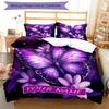 3pcs Custom Name Purple Butterfly Fantasy Bedding Set Printed Bedding Set Duvet Cover Closure Includes 1 Duvet Cover & 2 Pillowcases Bedroom Decor