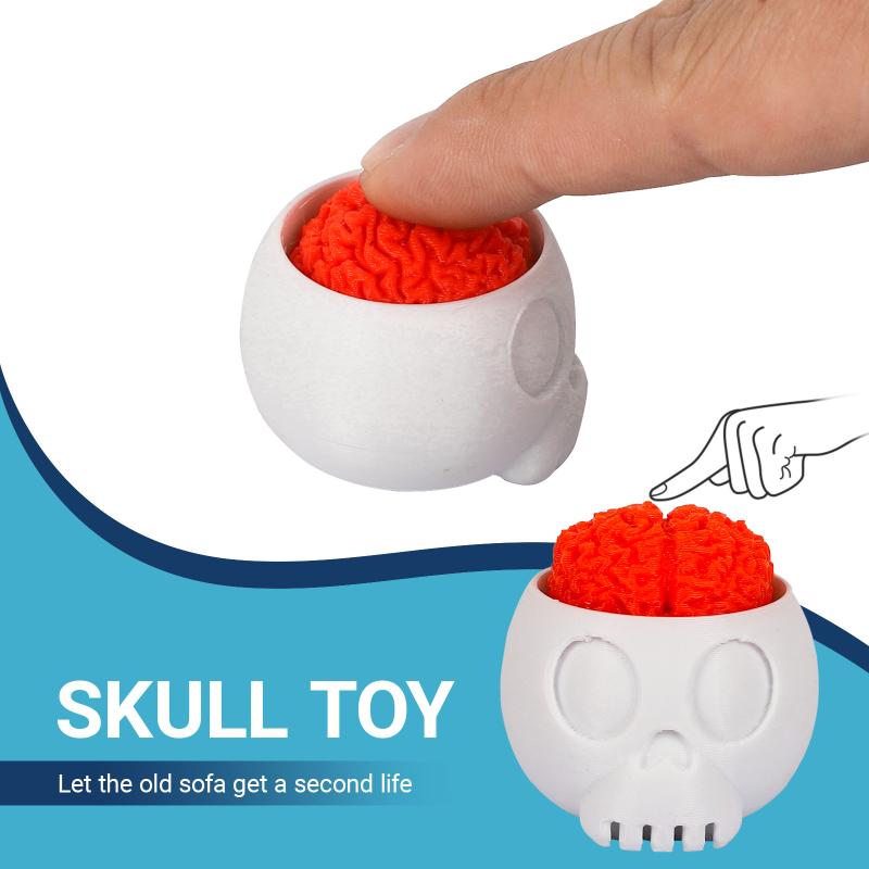 Fun 3D Printed Skull Brain Clicker Keychain Skull Button Fidget Clicker Mechanical Keyboard Bag Pendant Stress Relief Toy