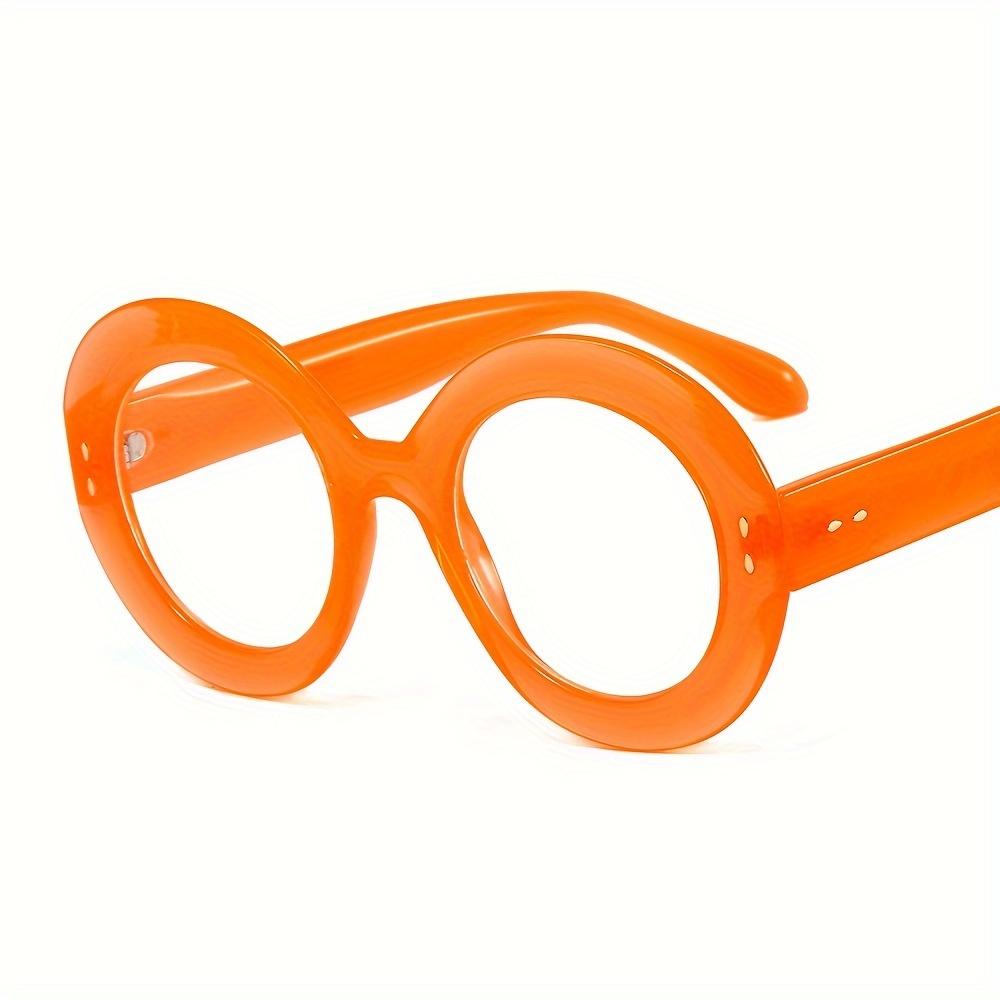 

2026 New style Oversized Round Jelly Color Clear Lens Glasses Computer Glasses Leopard Decorative Spectacles For Women Men оранжевый