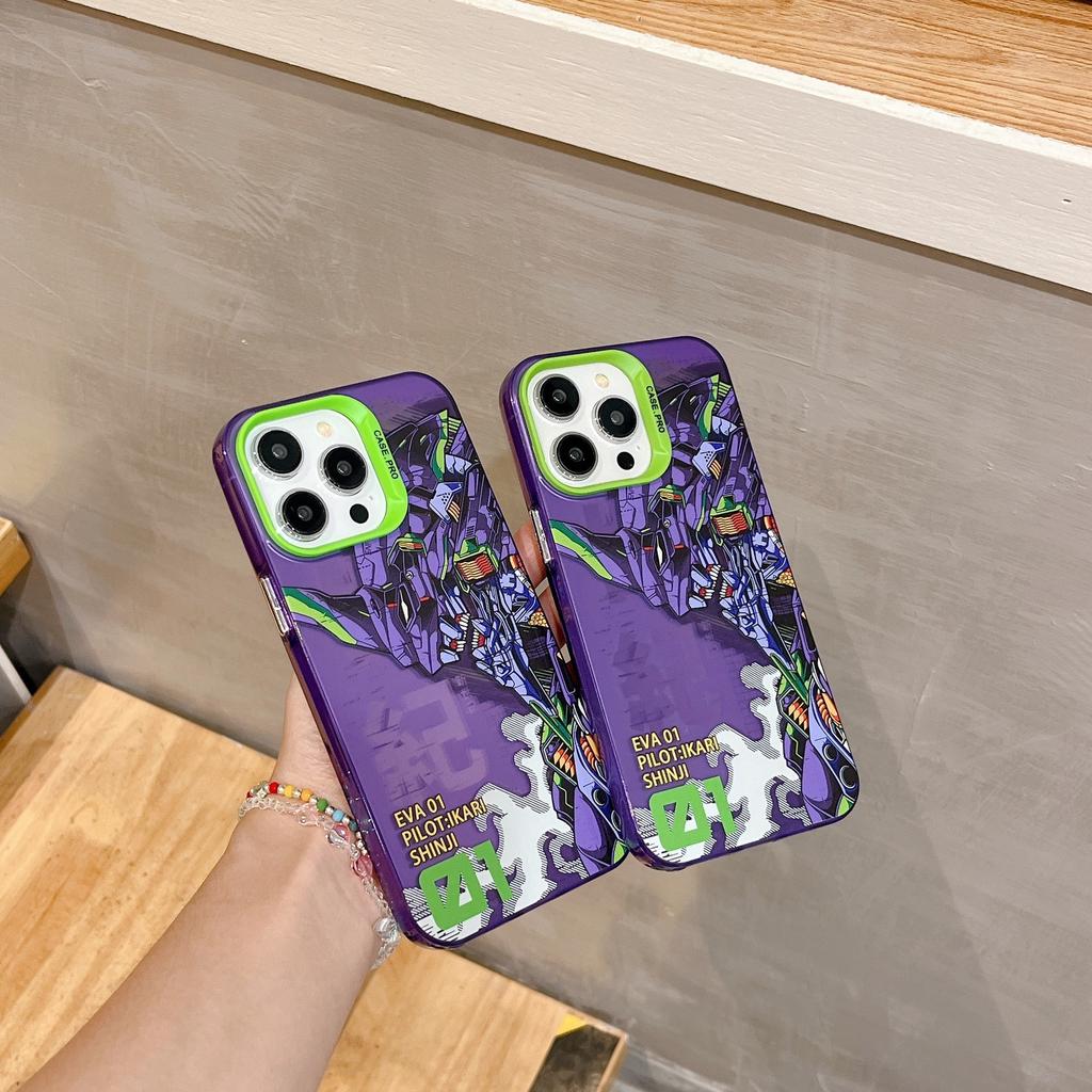 Cartoon Anime Ikari Shinji Fighter EVA-01 Matte Cover Case For iPhone 15 14 13 12 11 Pro Max Shockproof Protective Phone Case