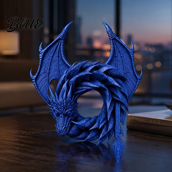 Рождественский поделочный орнамент Круглый орнамент-дракон Венок 3D Креативный Реалистичный Детализированный Декор Игрушка Украшение Стильное Декоративное Настольное для