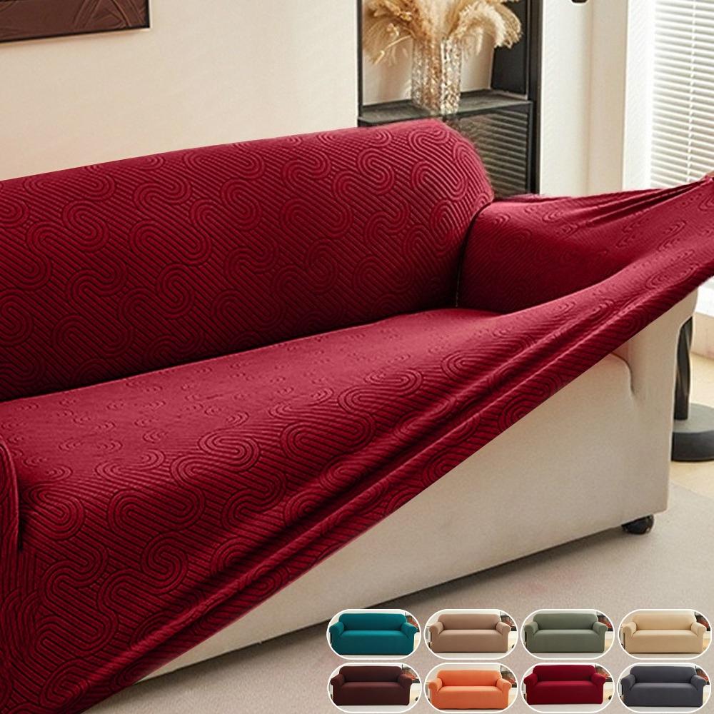 Jacquard Sofa Slipcovers Water Ripple Pattern Sofa Couch Cover Non-slip Dustproof Furniture Protector for Living Room Home Decor