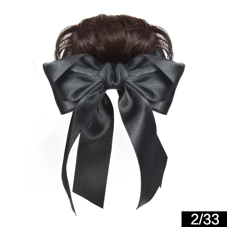 

Синтетический пучок-пончик парик Черный бант Заколка Вставной стиль Аксессуары для волос Парик-пучок Наращивание волос для женщин Для ежедневного использования на праздники и вечеринки 10CM