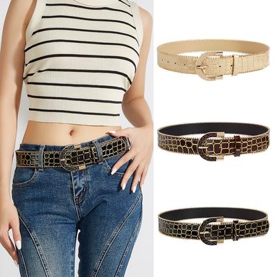 European Style Elegant Gold-Edged Beaded Stone Pattern Women'S Belt Jeans Decorative Belt Belt Women'S Belt