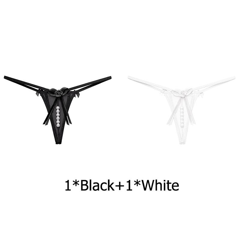 Sexy Bow Beading Lingerie Female Underwear Women's Panties Solid Low Waist G-string Thongs Ladies