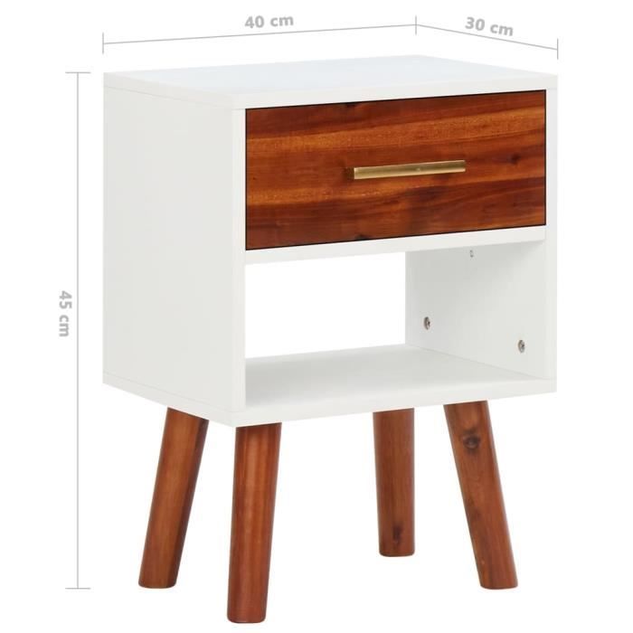 VidaXL Table de chevet 2 pcs Bois d'acacia massif 40x30x57 cm