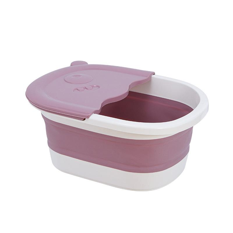 Folding Cartoon Duck Children's Foot Soaking Bucket with Lid Massage Foot Washing Basin Portable Household Insulation