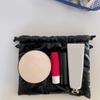 Chic Bowknot PU Leather Pouch Bag Practical Drawstring Closure PU Bag Convenient Makeup Jewelry Storage Pouches