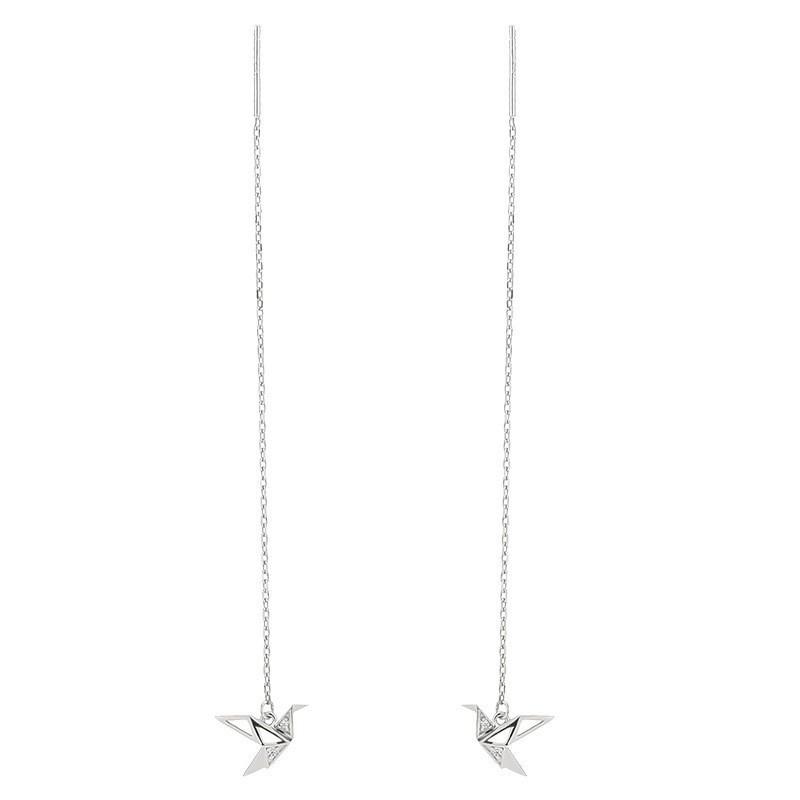Diamond Sparkling Yixuan Origami Crane Ear Threader Popular Chain Element Design