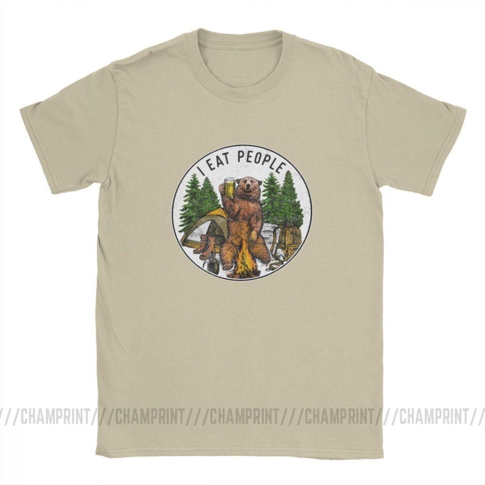 Men T Shirt I Eat People I Hate People Bear Vintage Short Sleeve Camping Tees O